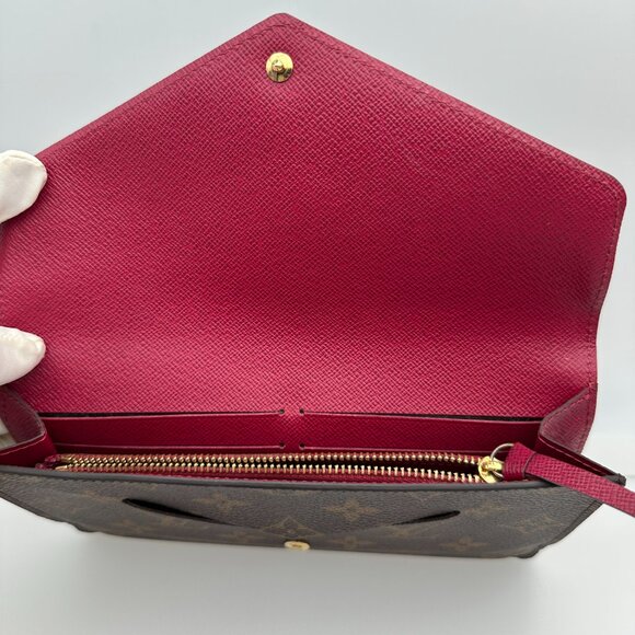 Louis Vuitton Monogram Portefeuille Sarah Wallet with Rose Red Interior - Picture 6 of 9